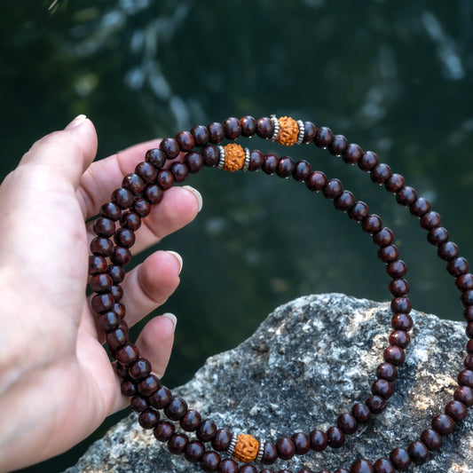Japamala Madeira de Rosa & Rudraksha