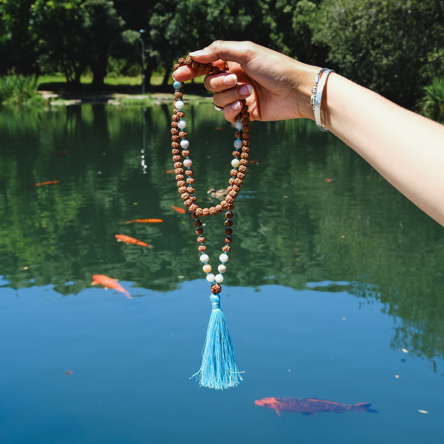 Japamala Rudraksha & Amazonite