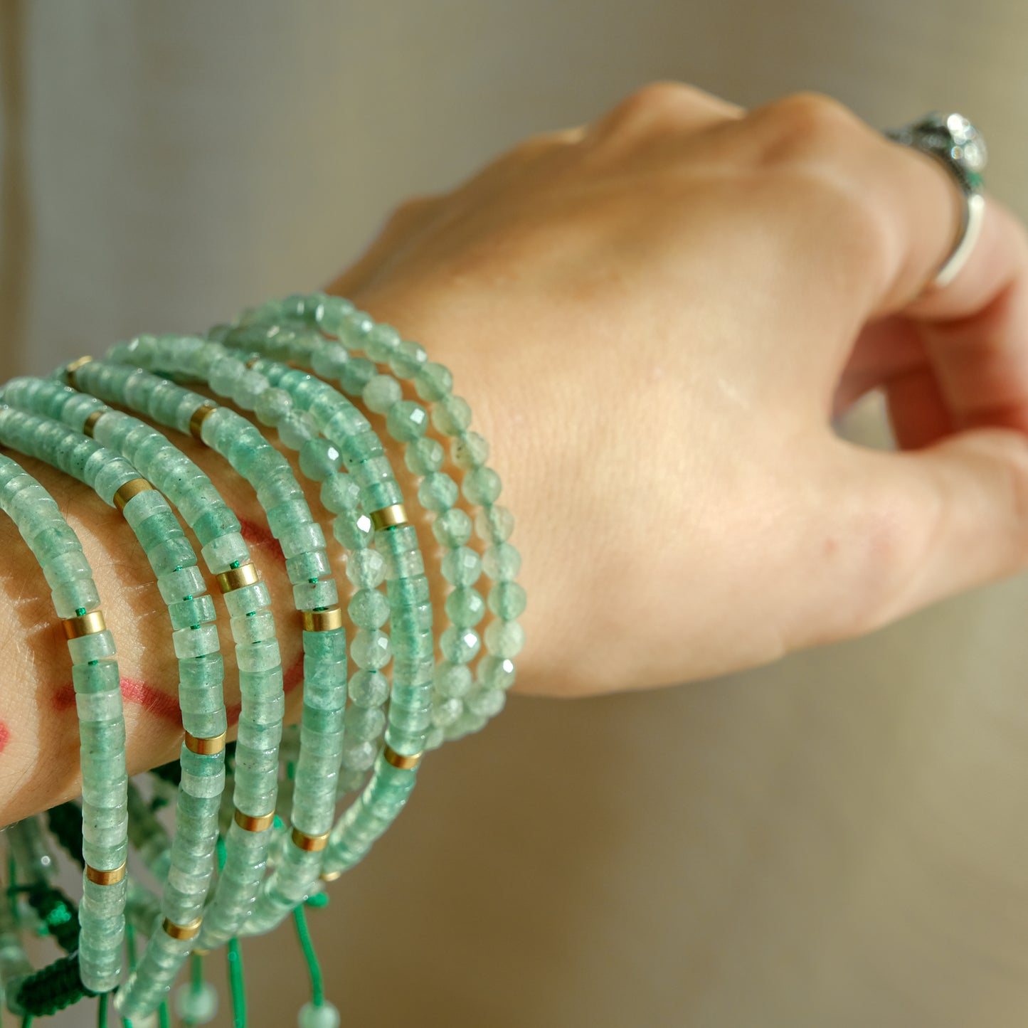 Pulseira Macramé Quartzo Verde