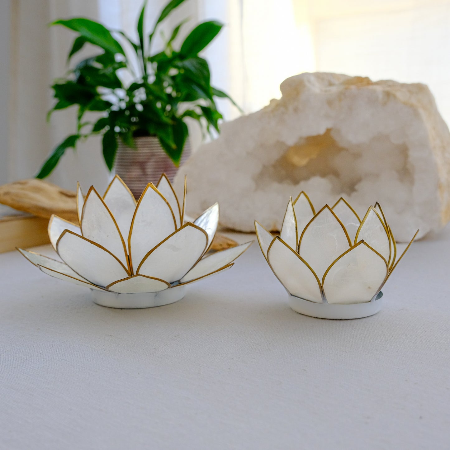 Porta vela FLOR de Lótus - grande branco