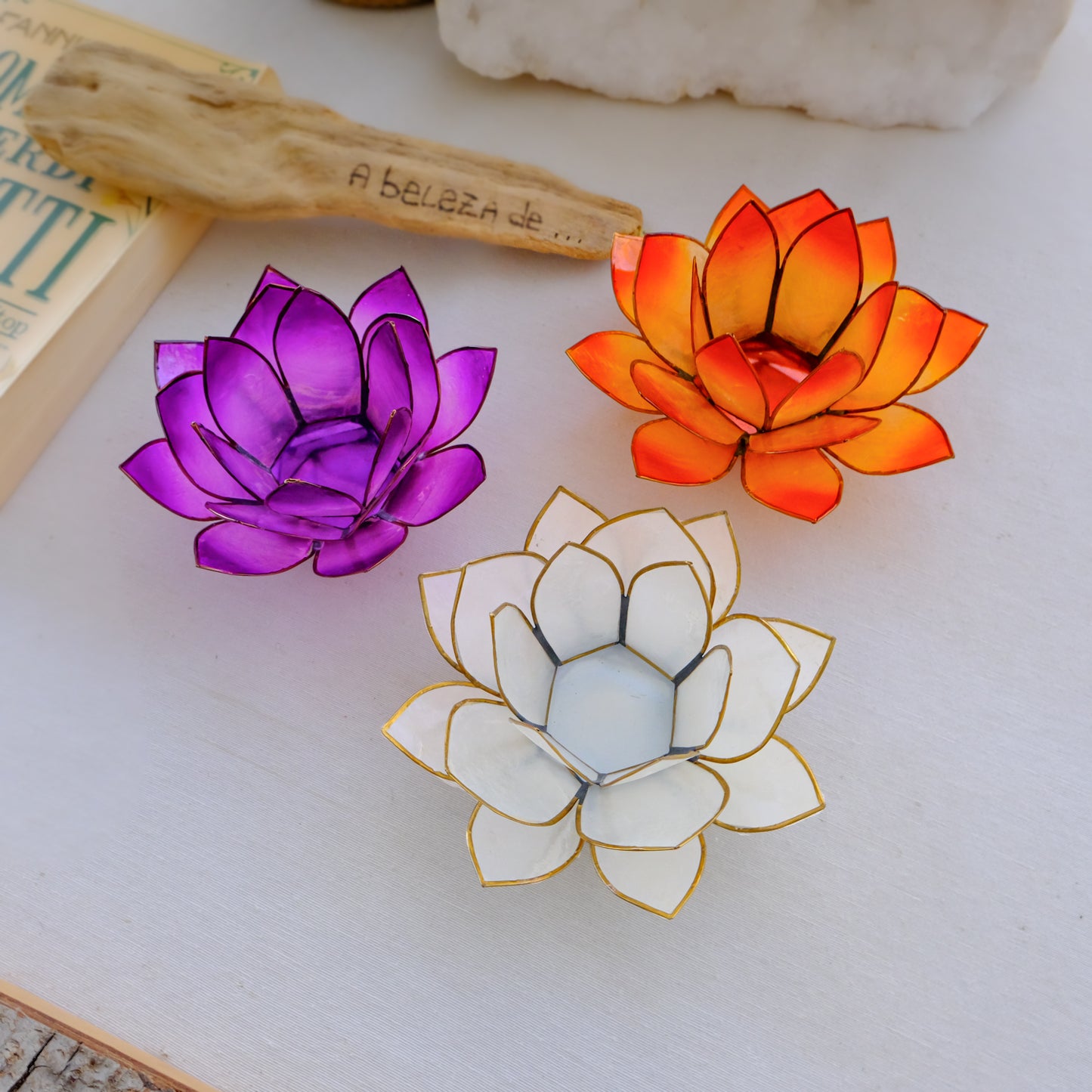 Porta vela FLOR de Lótus - grande branco