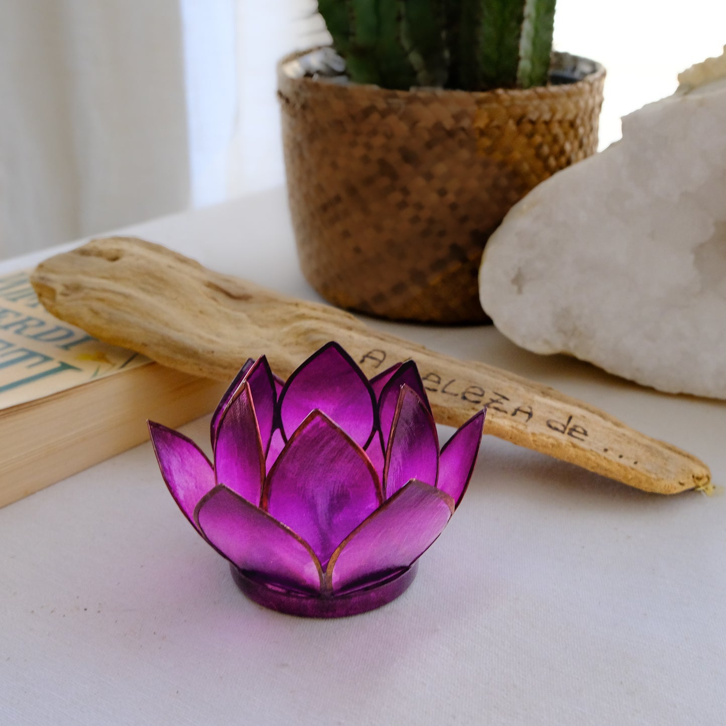 Porta vela FLOR de Lótus - pequeno Roxo