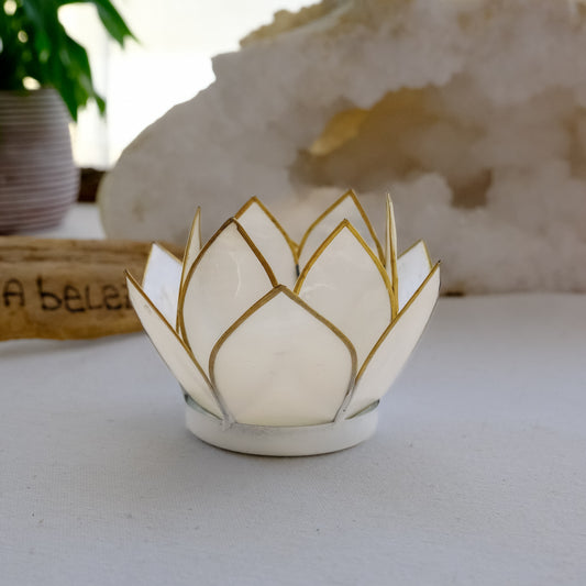 Porta vela FLOR de Lótus - pequeno branco