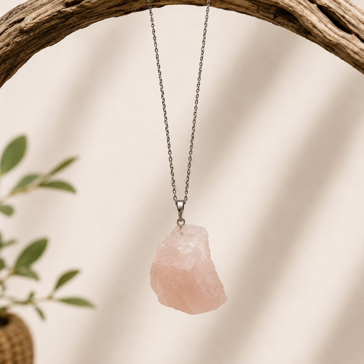Pendente Quartzo Rosa bruto