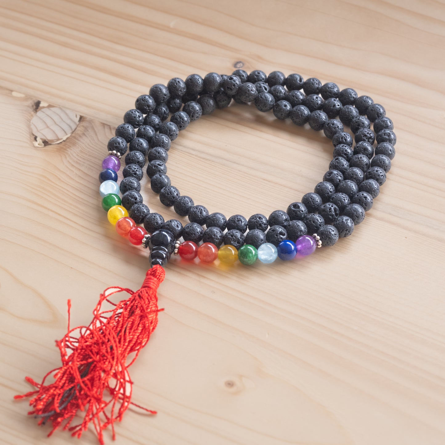 Japamala Pedra Vulcânica com 7 Chakra