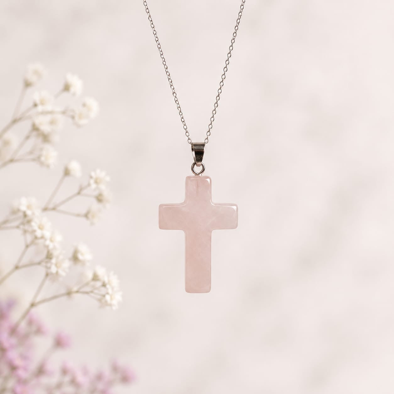 Cruz Quartzo Rosa