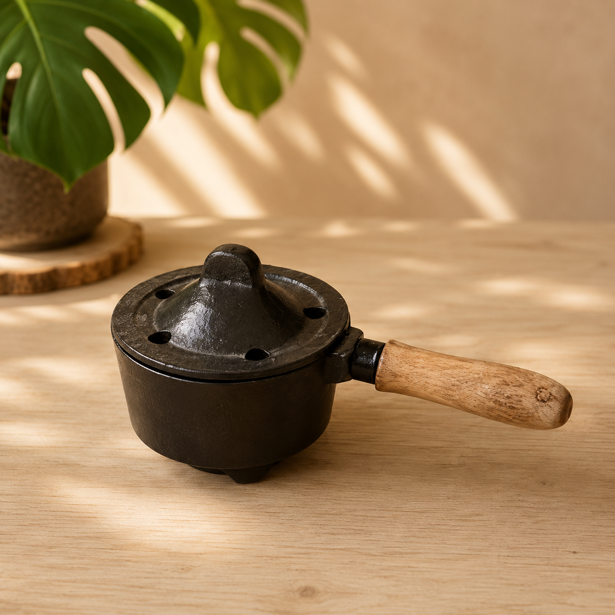 Queimador com cabo de madeira
