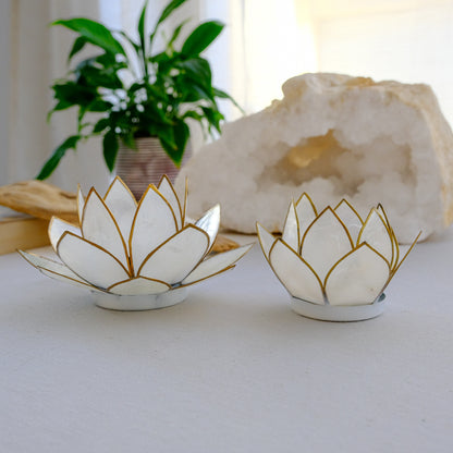 Porta vela FLOR de Lótus - pequeno branco