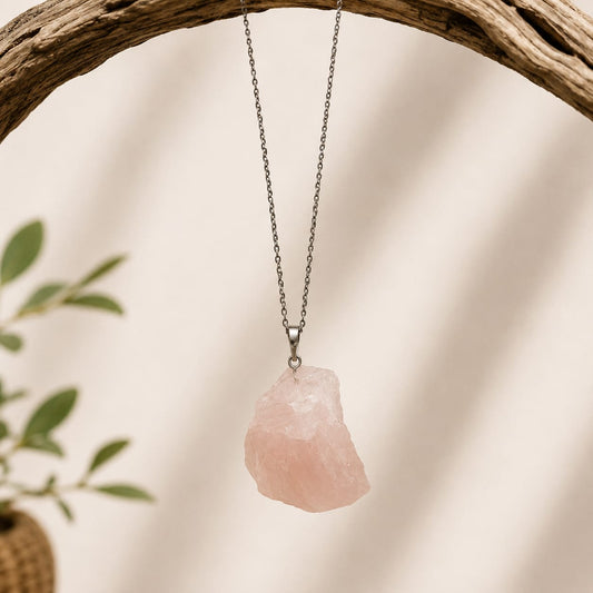 Pendente Quartzo Rosa bruto